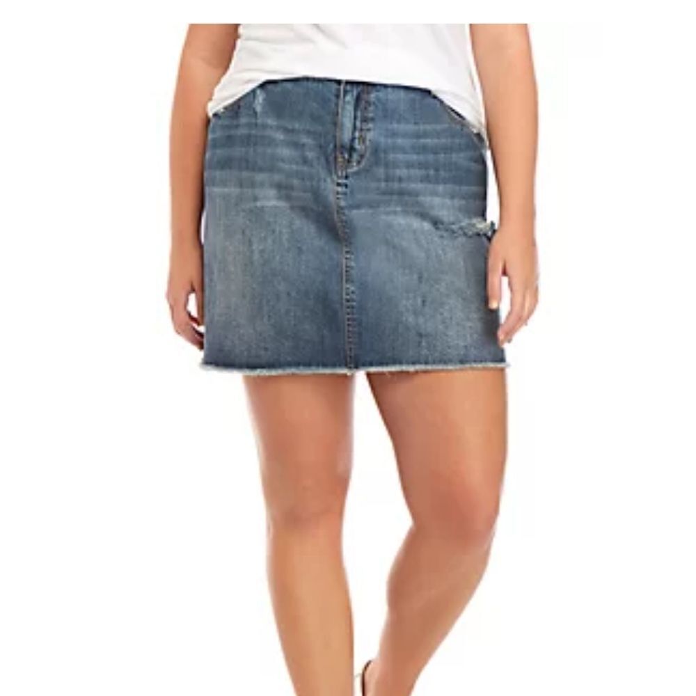 True Craft Frayed Hem Denim Miniskirt 14